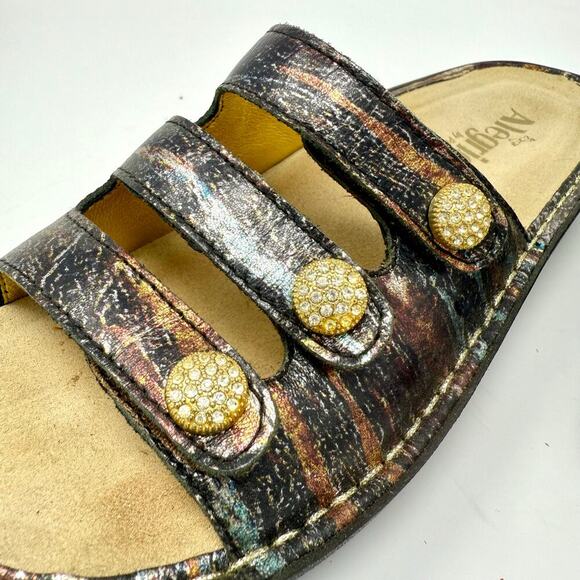 Alegria Fiona Sandal 38 Black Brown Earthen Metallic Rhinestones EUC - Picture 7 of 8